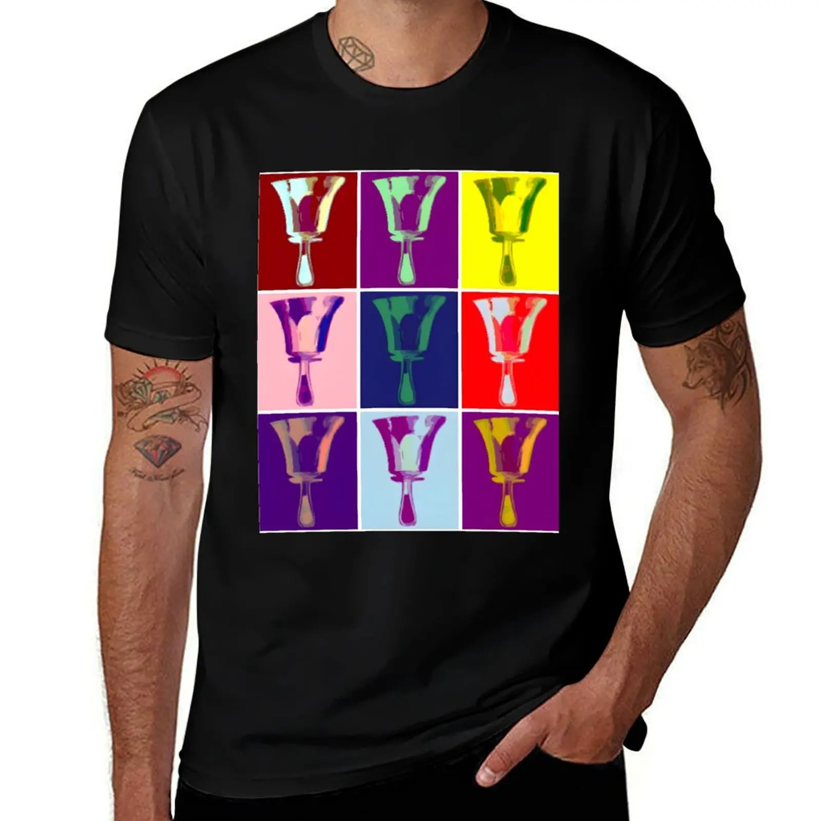 Pop Art Serial Handbell Grid T-Shirt kawaii clothes baggy shirts t shirt for men