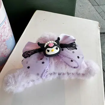 三麗鷗庫洛米髮夾 - 蕾絲蝴蝶結毛絨卡通髮夾,可愛動物髮圈,可紮馬尾辮 10 最佳銷售 三麗鷗爪夾 - №7