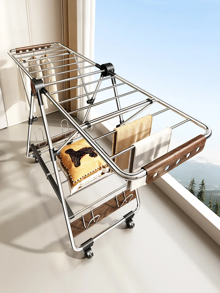 

Indoor folding drying rack floor-to-ceiling balcony household does not take up space to dry the quilt