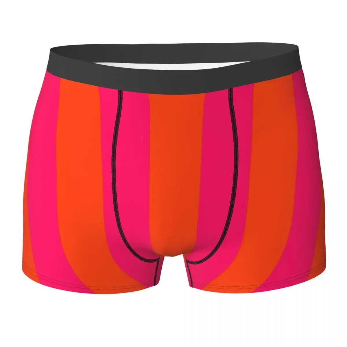 Boxer Underpants Shorts Bright Neon Pink And Orange Vertical Cabana Tent Stripes Panties Men's Ventilate Underwear for Homme Man