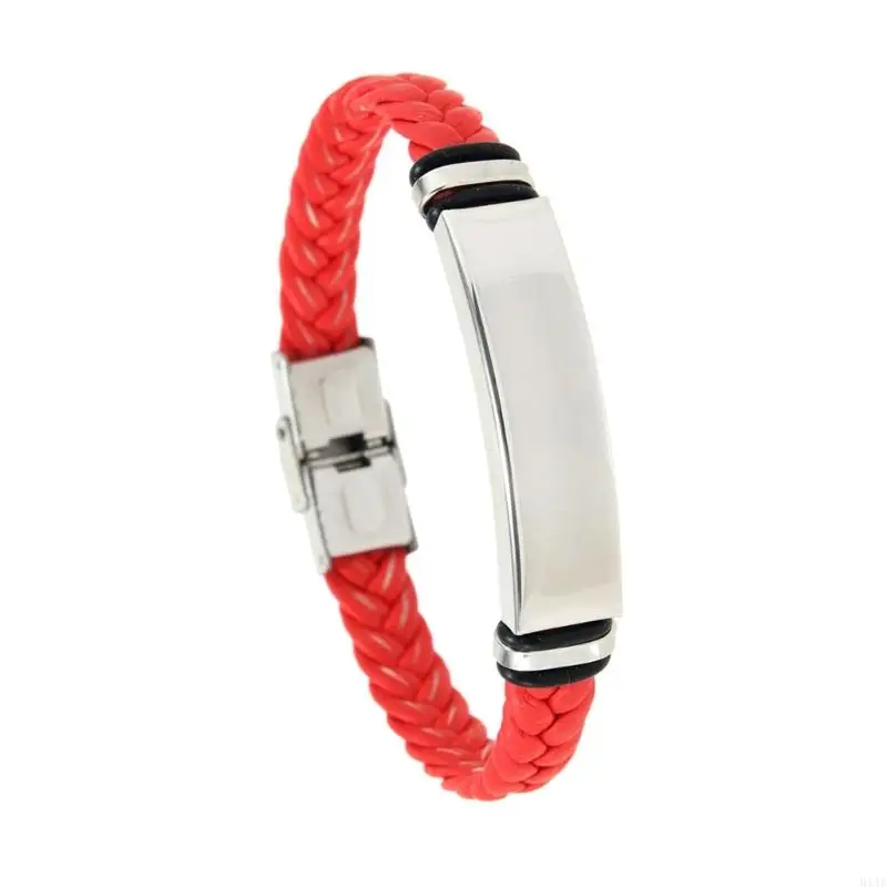 91AF Handmade Braided Leather Wristband With Secure Metal Clasp 1Cm Width Soft Textured Texture Bangle For Couples And Friend