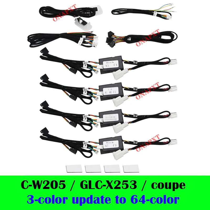 Komplettes Set 64 Farben für Mercedes Ambientebeleuchtung LED C/GLC 2014-2022 x253 w205 Turbinen-Luftauslass Rotierende Hochtöner-Beleuchtung