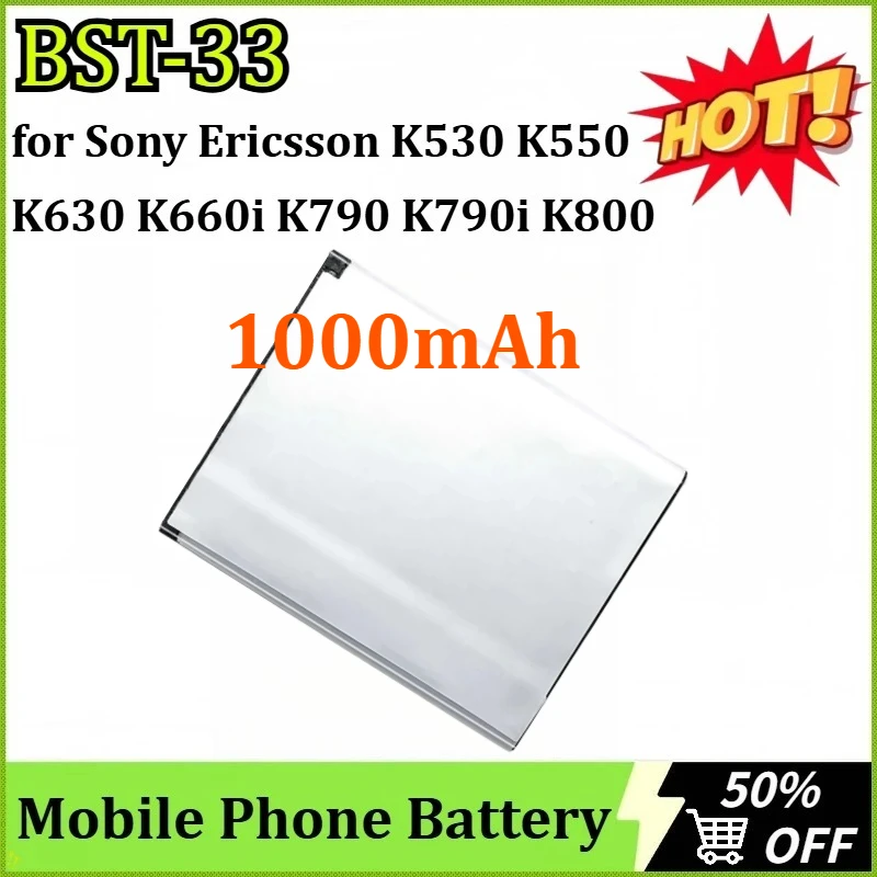 New BST-33 3.6V 1000mAh Battery for Sony Ericsson K530 K550 K630 K660i K790 K790i K810 K810i K800 K800i Mobile Phone Batteries