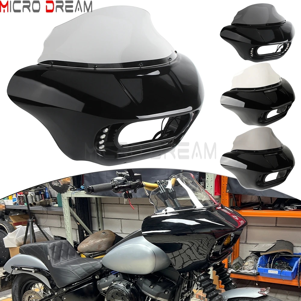 

Комплект обтекателя фар в клубном стиле Shark, обтекатель лобового стекла для Harley Softail Low Rider FXLR Standard FXST Street Bob FXBB FXBBS 18-