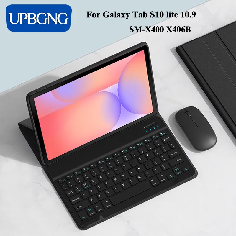 With Keyboard Case for Samsung Galaxy Tab S10 Lite S9 FE 10.9 Inch Funda Stand Shell Wireless Keyboard for Tab S10 Lite Cover