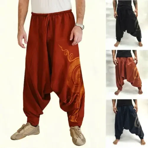 Men\'s Casual Elastic Waist Baggy Hippie Yoga Harem Pants Men Baggy Hippie Boho Gypsy Aladdin Hippie Boho Aladdin Alibaba Harem