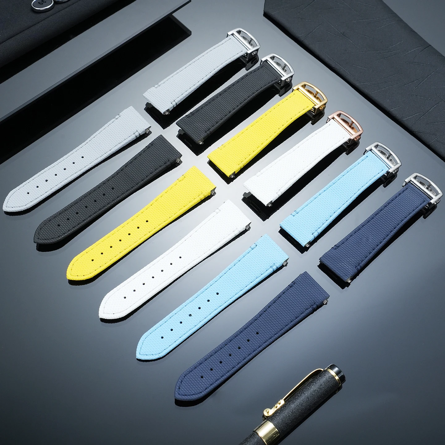 For Cartier Santos WSSA0010/0009 Quick Release Fuororubber Cowhide Strap Multiple Colors Can Be Customized 19mm 21mm