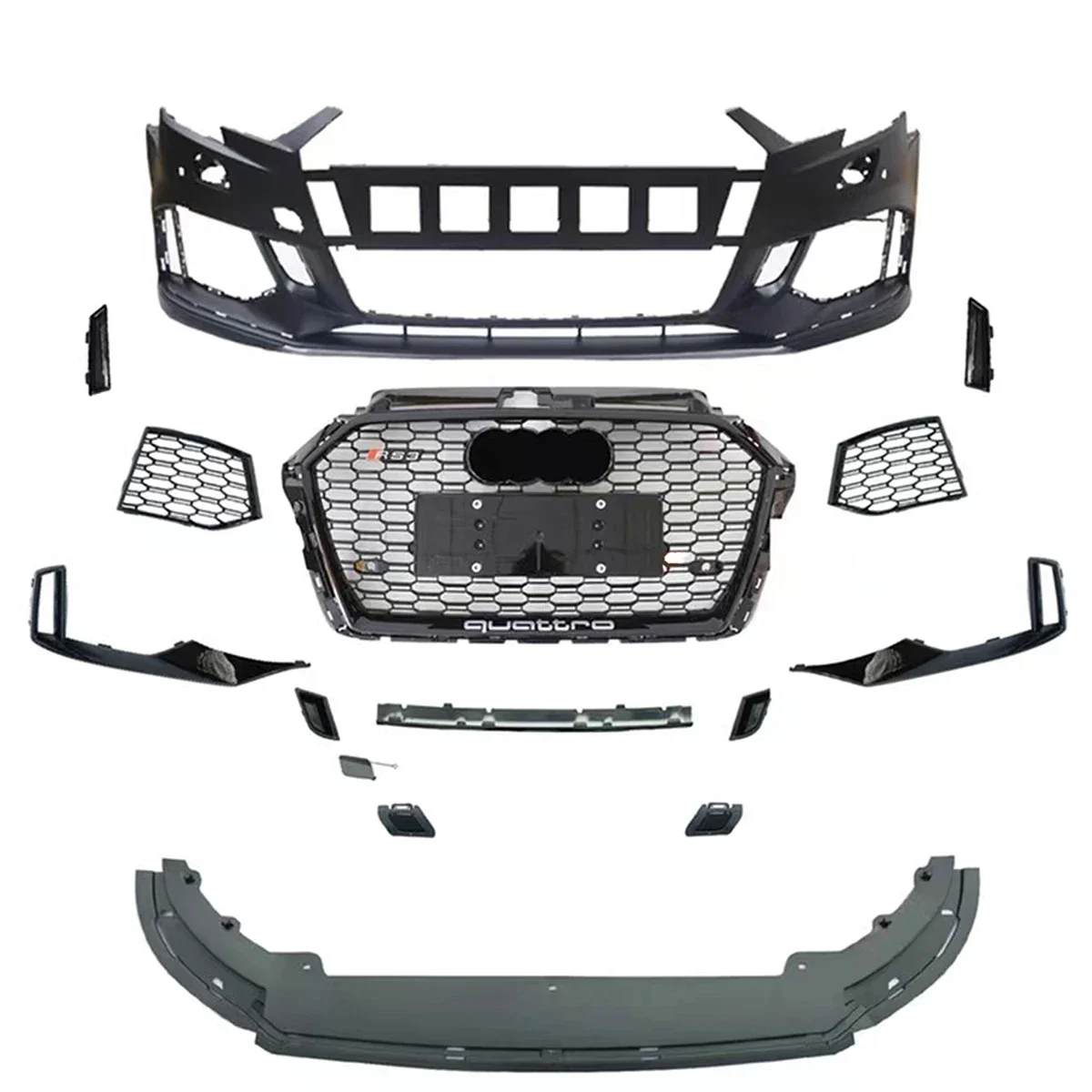 New arrival facelift Body kit for Audis A3 2017-2019 change to RS3 model Front bumper assembly with grill