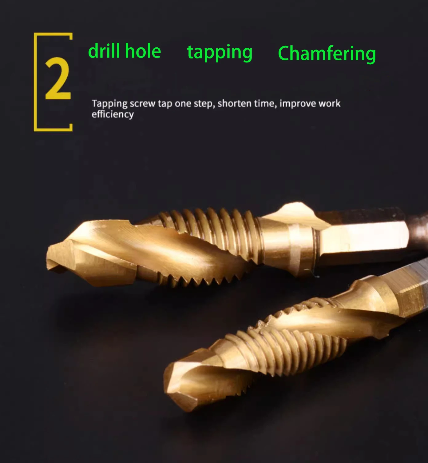 

New Titanium Plated Hex Shank HSS Screw Thread Metric Tap Drill Bits Screw Machine Compound M3 M4 M5 M6 M8 M10 Hand Tools