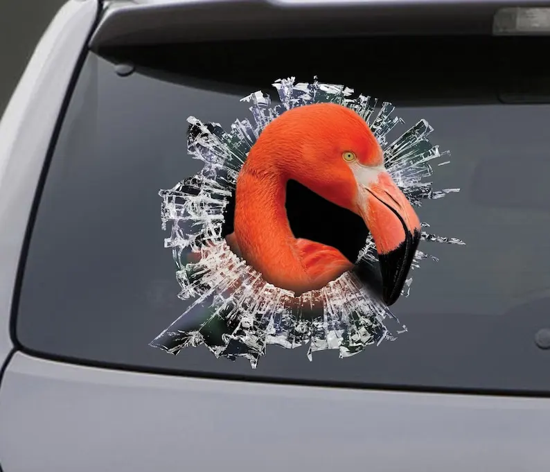 STICKER, Flamingo window sticker, car sticker, Flamingo car decal, funny sticker