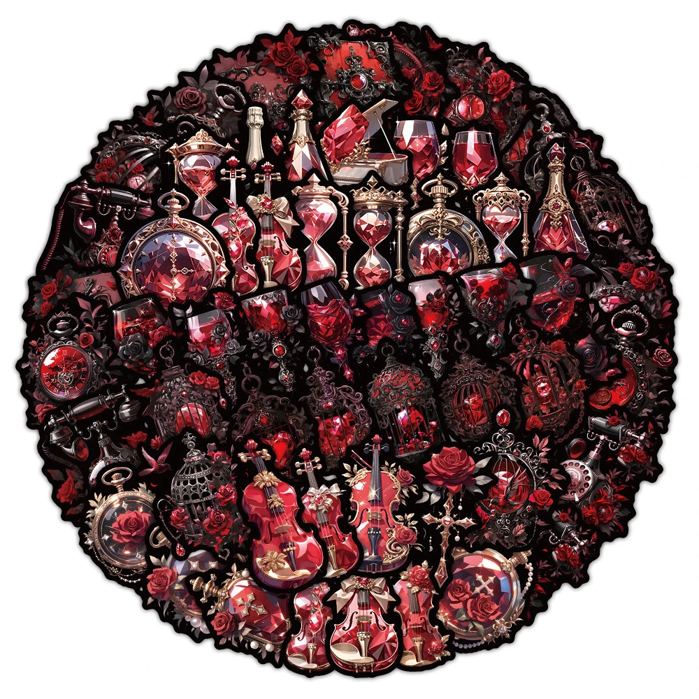 10/30/50 قطعة INS نمط القوطية الأحمر كريستال ملصقات خمر الشارات مقاوم للماء للهاتف المحمول سكيت الجمالية ملصق ديكور