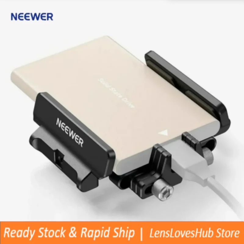 

NEEWER Mount Bracket SSD Holder with Cold Shoe Cable Clamp, 1.6"-2.6" for Samsung T5 T7 SSD SanDisk Compatible with SmallRig