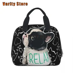 French bulldog Lunch Bag for Women Isothermal Travel Hand Pack Packaged Food Thermal Bags Thermo Pouch Kids Work Lunch Bag