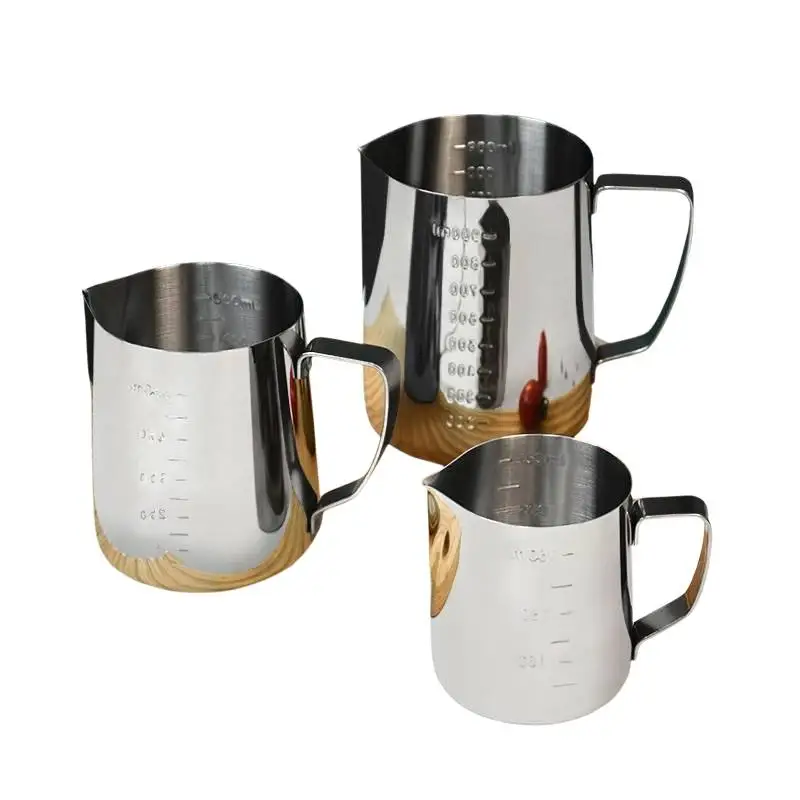 Stainless Steel Milk Frothing Pitcher Internal Scale Ergonomic Handle Home Coffee Latte Art Making No Drip Sharp Spout