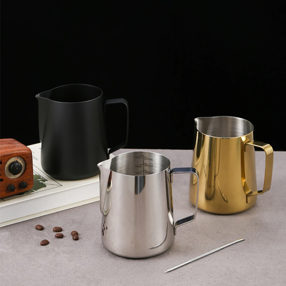 Milk Frother Pitcher, Espresso Frothing Pitcher With Latte Stirrer, Sharp Mouthed Design, Rust-proof High Temperature