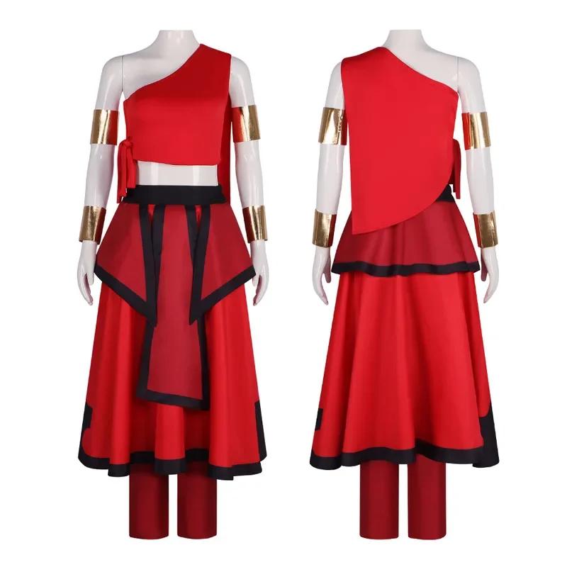 Anime Avatar The Last airdoblador Katara Cosplay Fire Nation disfraz de Cosplay para mujeres adultas, uniforme rojo, ropa de Carnaval de Halloween