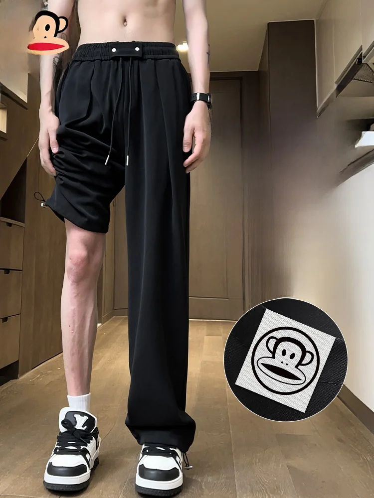 

PaulFrank Ice Silk Drape Casual Pants Summer Thin Cool Loose Straight Leg Sports Trousers Youth Active Sle Flat Front Long ...