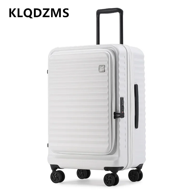 Imagem -03 - Klqdzms-mala de Embarque Notebook com Rodas Mala de Rolamento Abertura Frontal pc Trolley Alta Qualidade 20 24 28