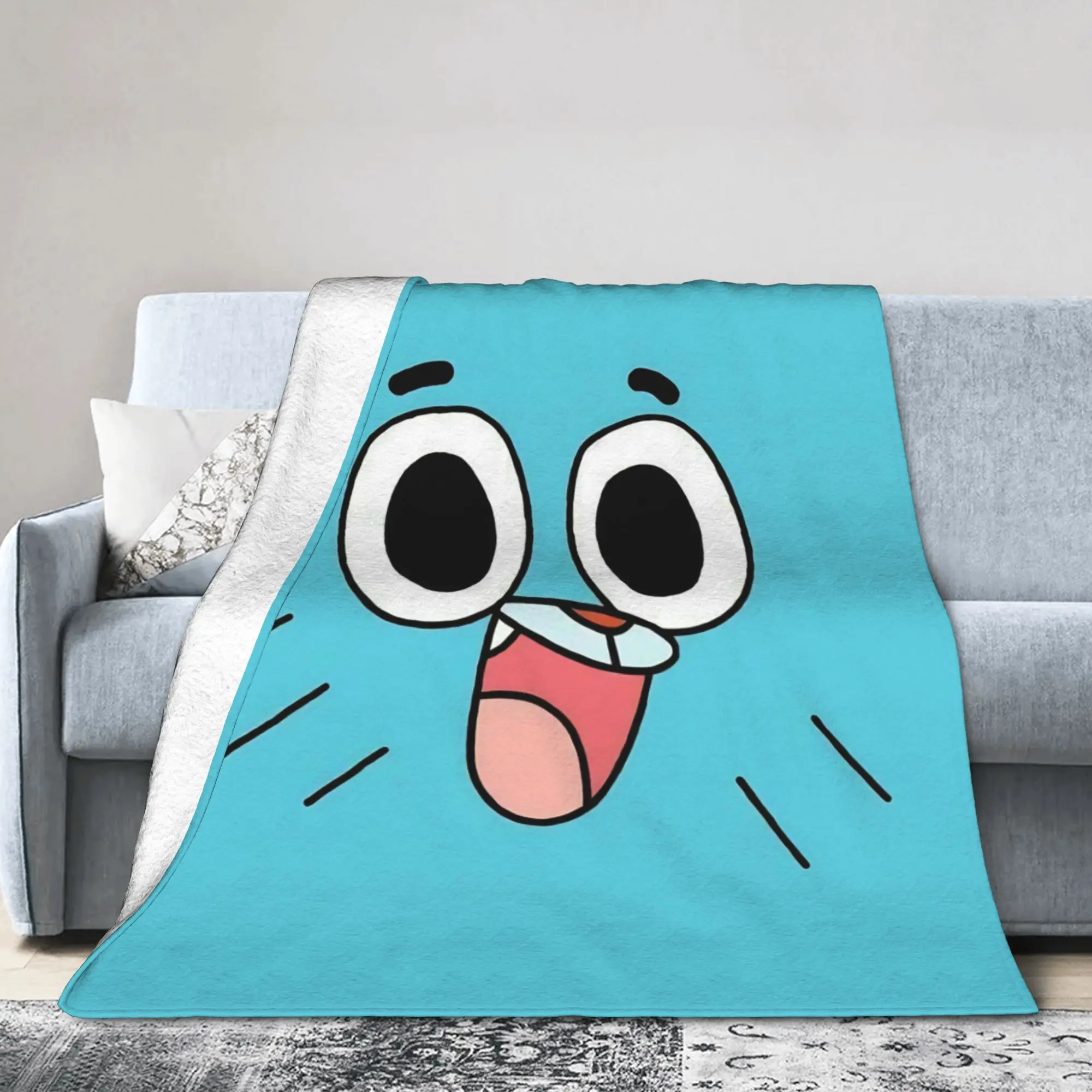 Gumballs Face Flannel Blanket Funny Throw Blanket for Home Hotel Sofa  150*125cm Plush Thin Quilt,