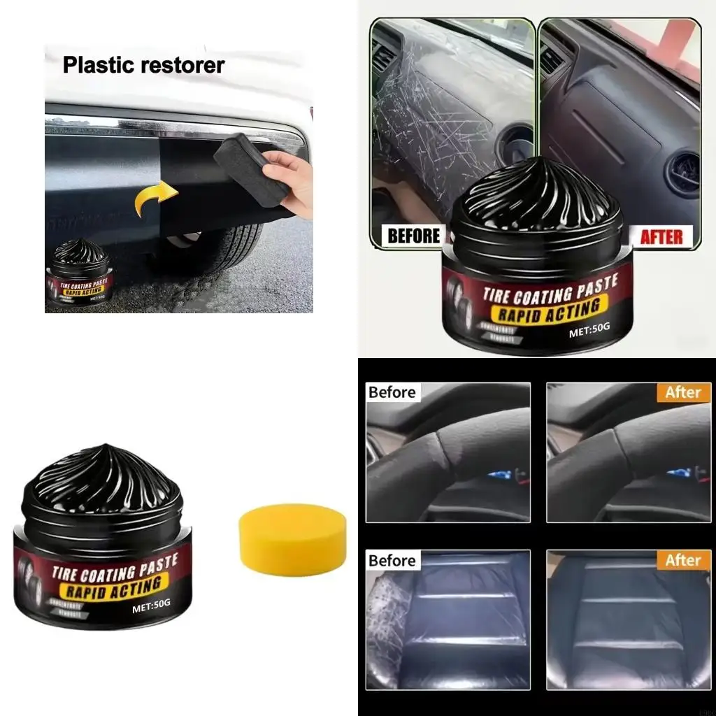Upgrades Tire & Trim Restorer with Ceramic Coating Technology Plastic Rubber Polish Wax for Vehicle Motorcycles New