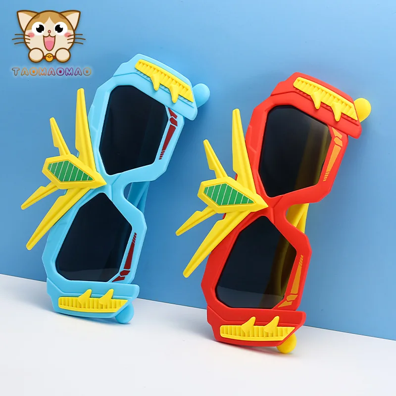 Girls Boys Cute Warrior Cartoon Sunglasses UV400 Children Silicone Round Frame Sunglasses Outdoor Eyewear Baby Shade Glasses