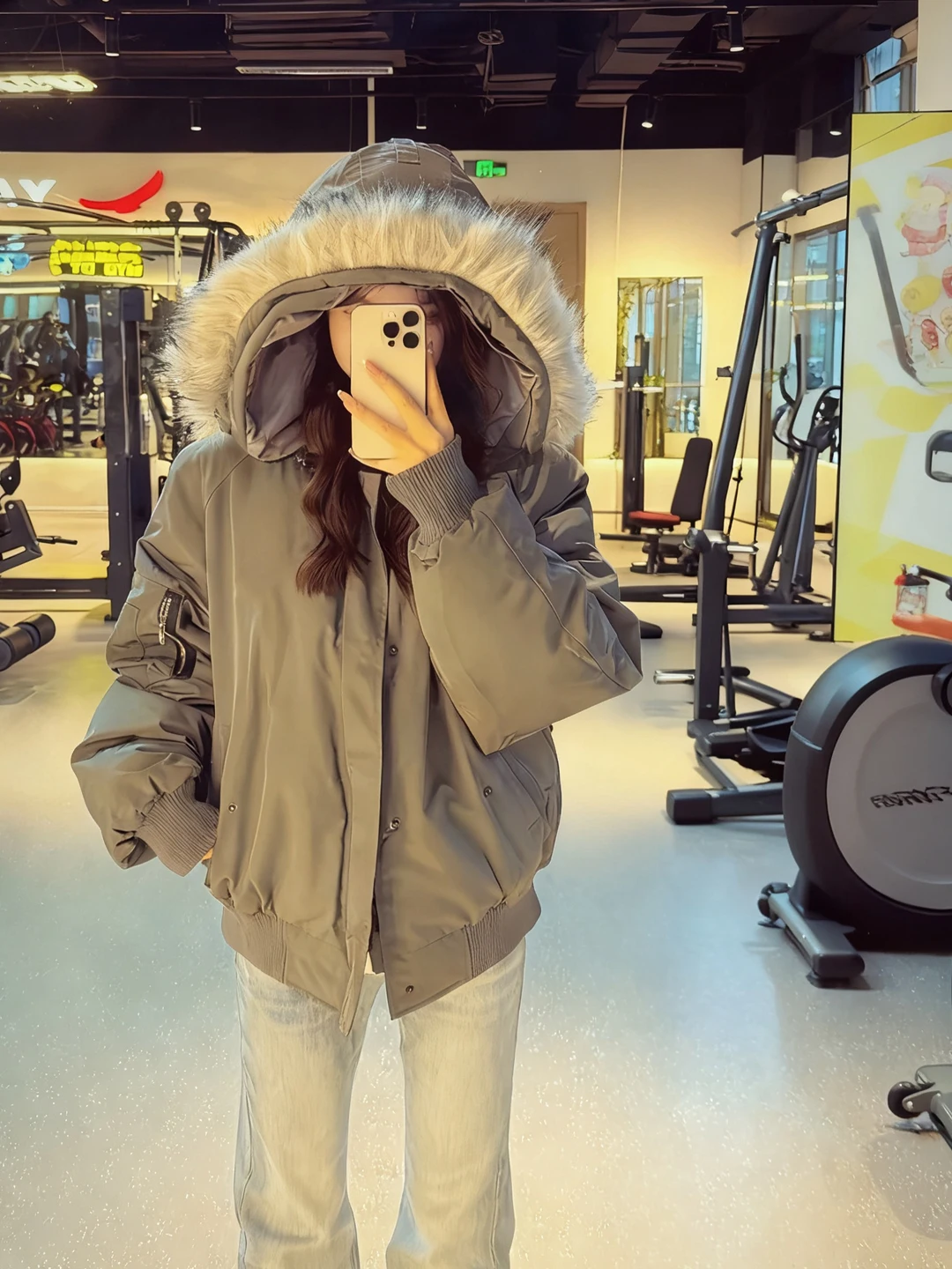 

American Sle Thiened ort Cotton Jaet with Hood Large Fur Collar Men's Winter Coat Couple's Matching Outerwear