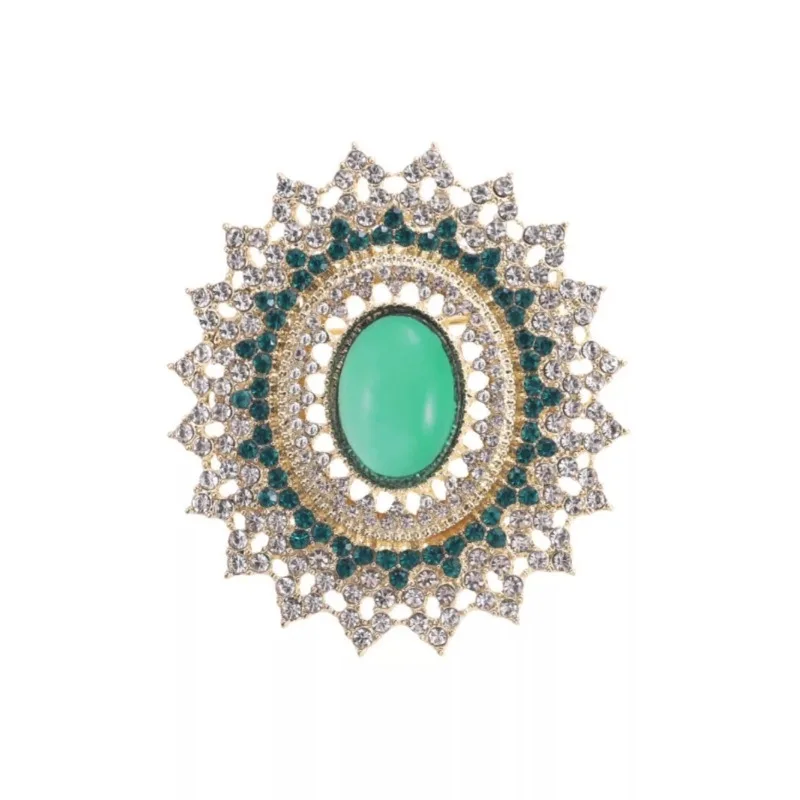 Art Deco Vintage Enamel Crystal Green Oval Women\'s Brooch Pin Badge Pin Gift Versatile Novelty Elegant For Party Outing