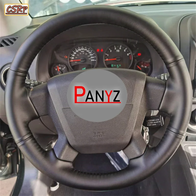 Funda de Volante Personalizada para Jeep Compass Limited y Jeep Patriot 2007 2008 2009 2010, Estilo Trenzado Negro, Cuero e Interior