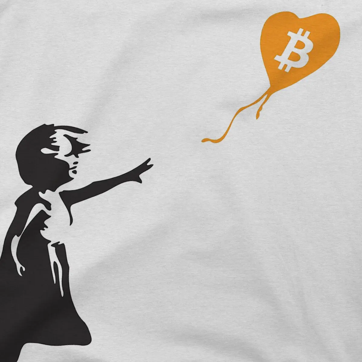 Bitcoin Cryptocurrency Meme Bansky Balloon Girl T Shirt Goth Men Tees Summer Clothing Polyester Crewneck TShirt