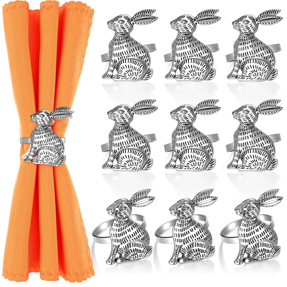 Cartoon Rabbit Napkin Ring Cute Easter Bunny Table Decoration Towel Button Wedding Party Supplies Metal Napkin Buckles Holder