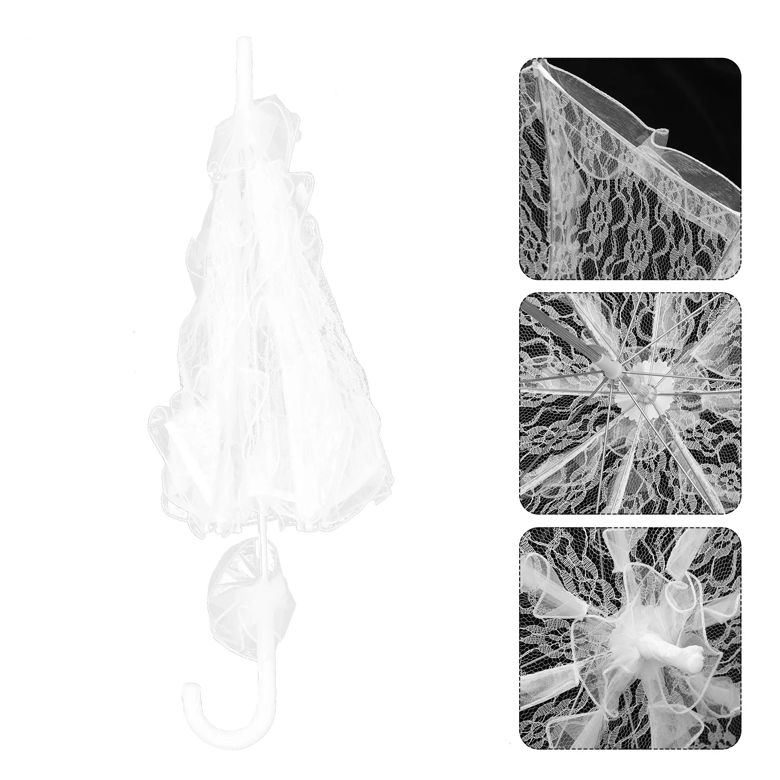 

1Pcs Bridal Lace Parasol Aluminum Wedding Photo Prop Romantic Stage Performance Umbrella Accessory Lace Umbrella