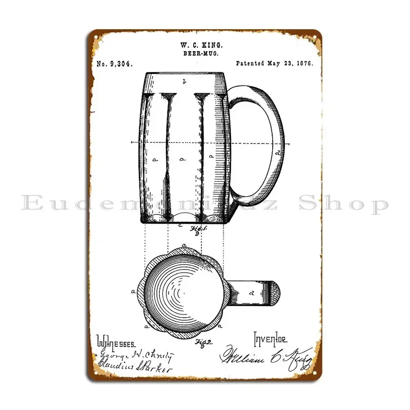Placa Metálica con Patente de Jarra de Cerveza de 1876, Personalizable, para Club, Pub, Sala de Estar, Letrero Decorativo