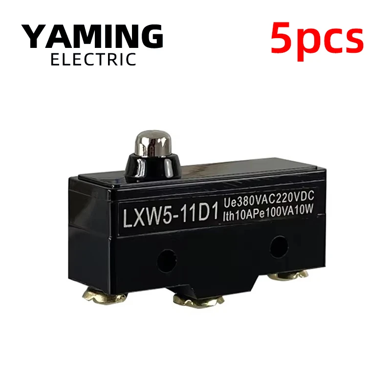 

5pcs LXW5-11D1 Travel Button Micro Limit Switch 3 Screw Terminals Short Spring Plunger 10A 380VAC 220VDC