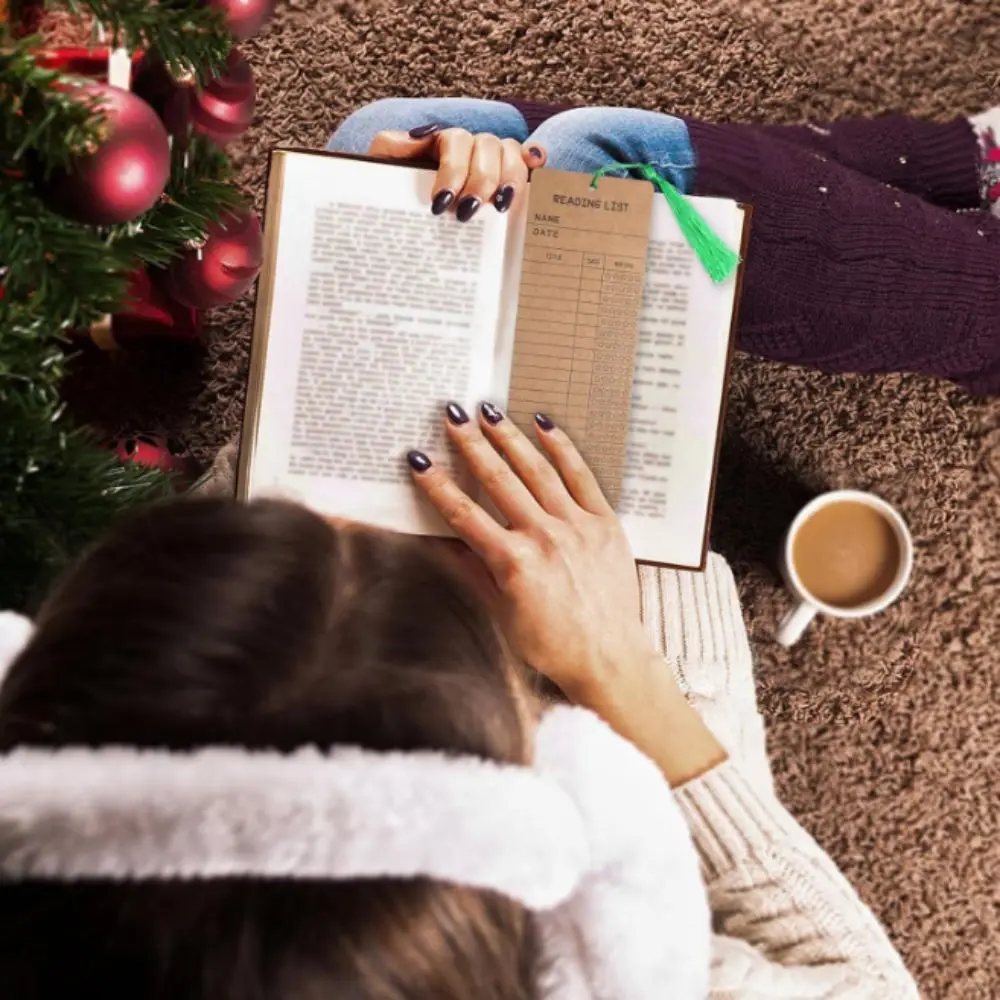 50pcs Kraft Paper Bookmark Tassel Embellishment Paper Card Kraft Paper Bookmark Page Marker Reading Tracker