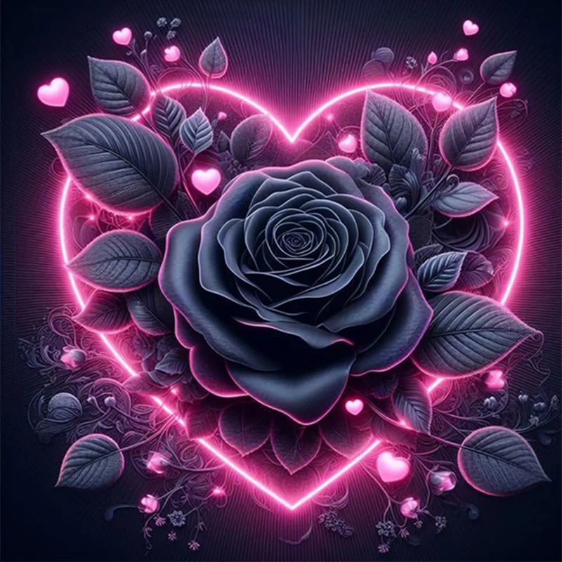 5D Diamond Painting Gothic Style Dark Rose Diamond Artwork Perfect for Decorating Living Rooms And Bedrooms