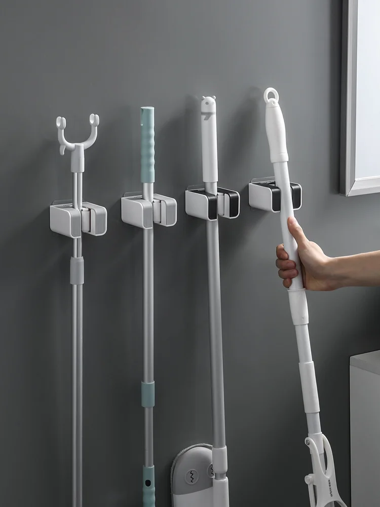 

Mop Hook Punch-free Wall-mounted Broom Clip Bathroom Strong Mop Fixed Hanger Buckle Kitchen Storage Rack Rangement Organisation