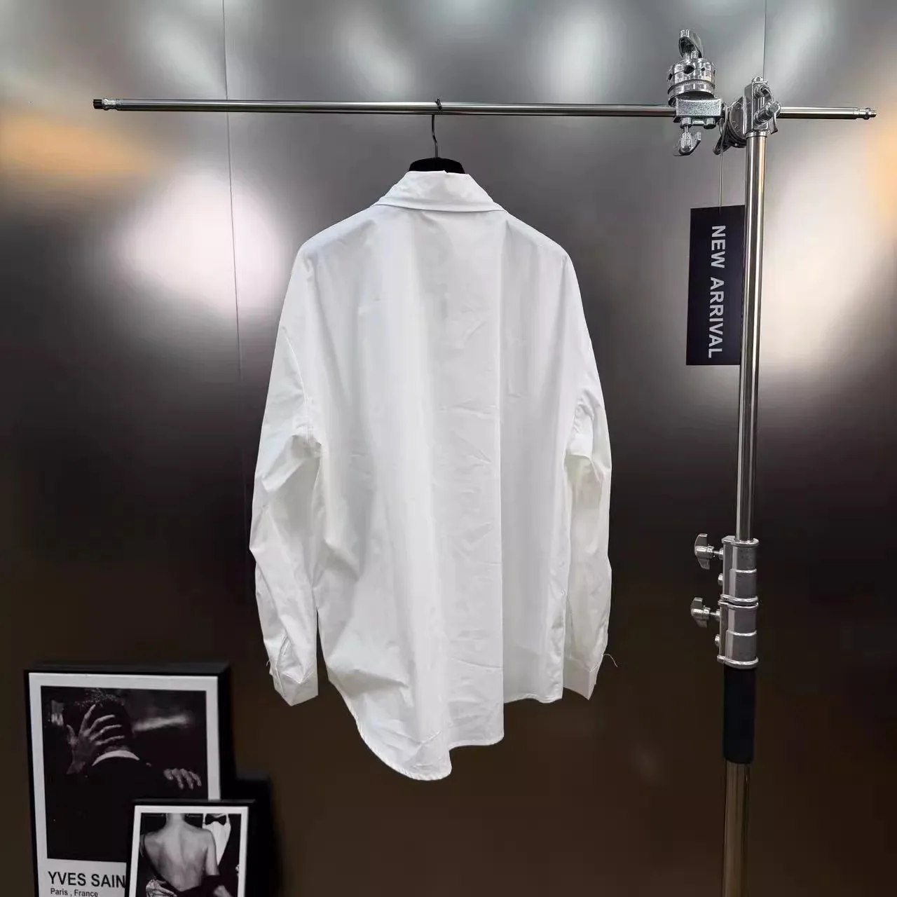High Street Shirts Women's Spring Metal Button-Up Collar Design-Focused Silhouette Long Sleeve Top French Elegant Shirts