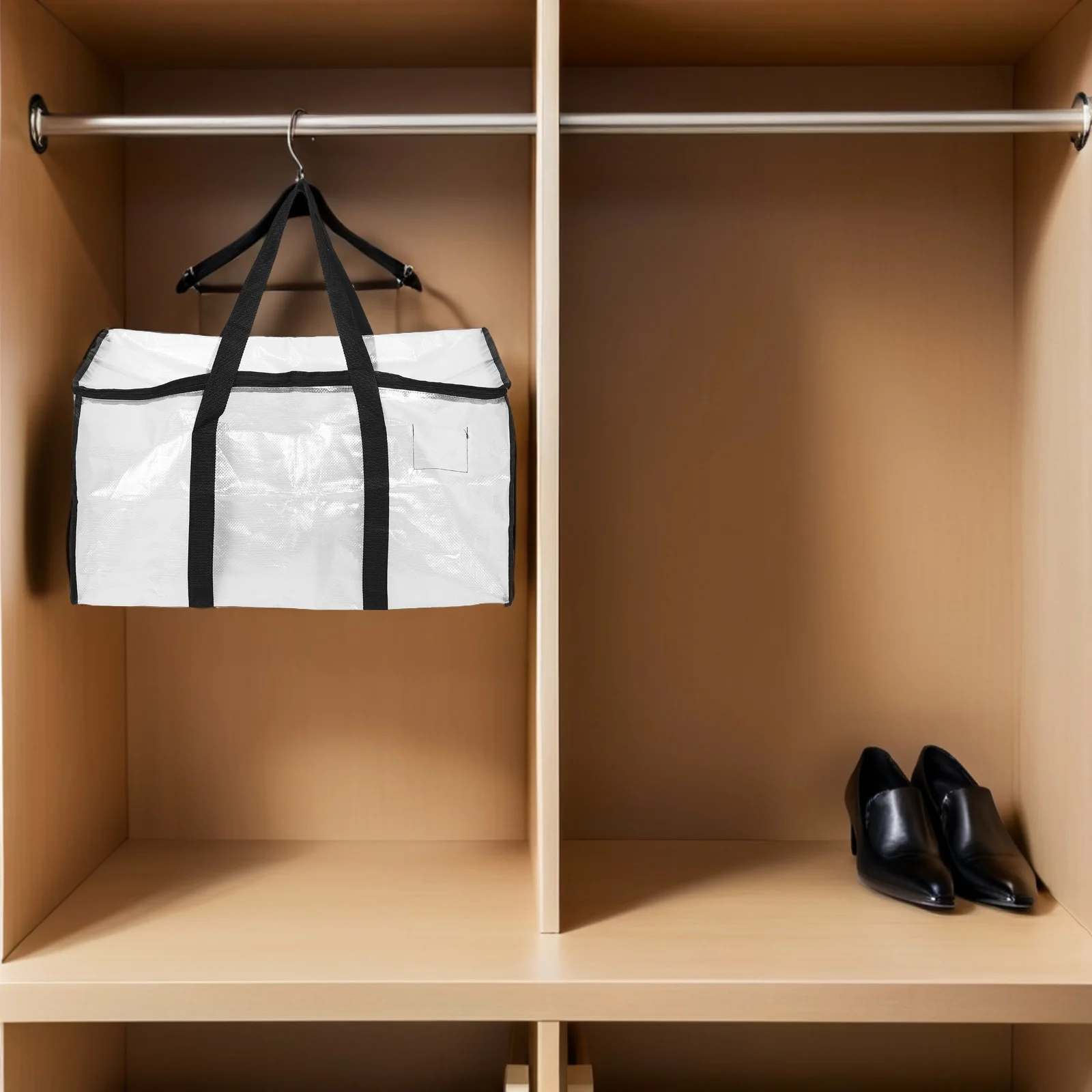 

Large Capacity Storage Bag 88L Blue Waterproof Pvc Mesh Handle For Clothes Blankets Comforters Bedding Travel Closet Organizer