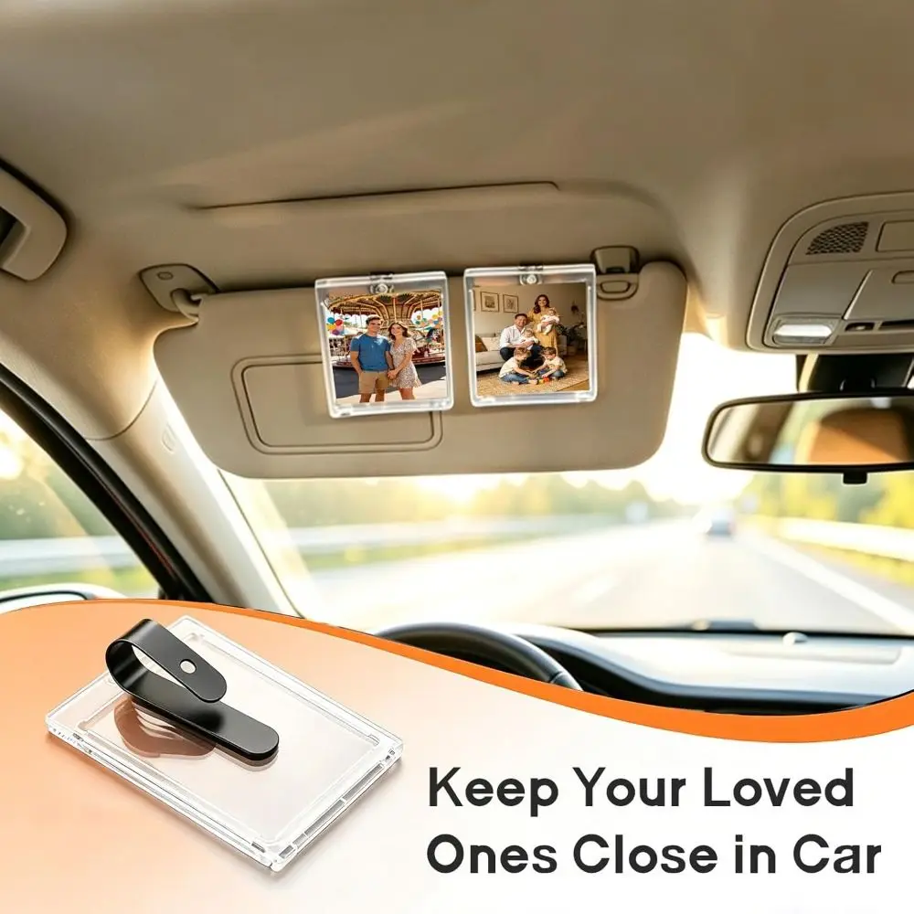 Lightweight Car Picture Holder Transparent UV Protection Car Photo Holder Waterproof Scratch-Resistant Visor Clip Photo Frame