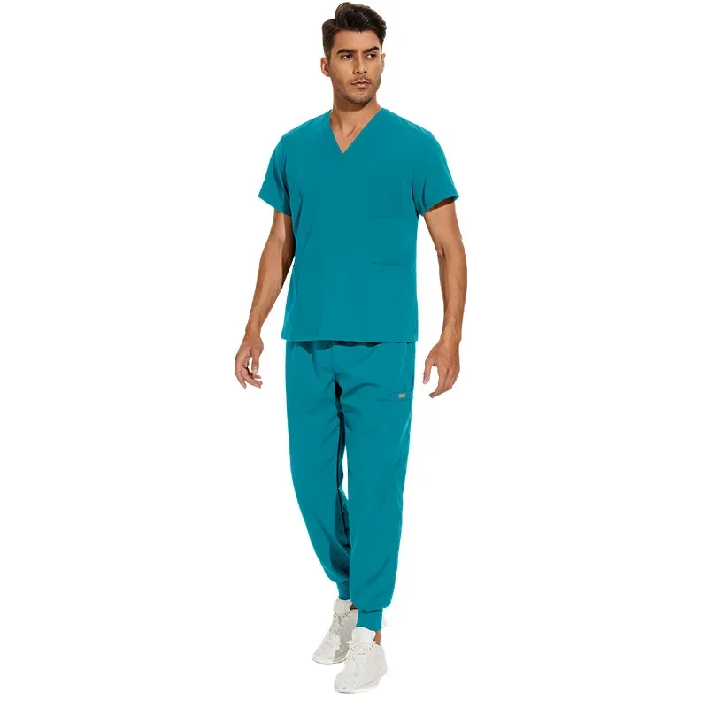 Uniforme da lavoro elastica ospedaliera Scrub medico Top Camicetta uniforme da infermiera Camicia a maniche corte con scollo a V Clinica Scrub infermieristico Pullover