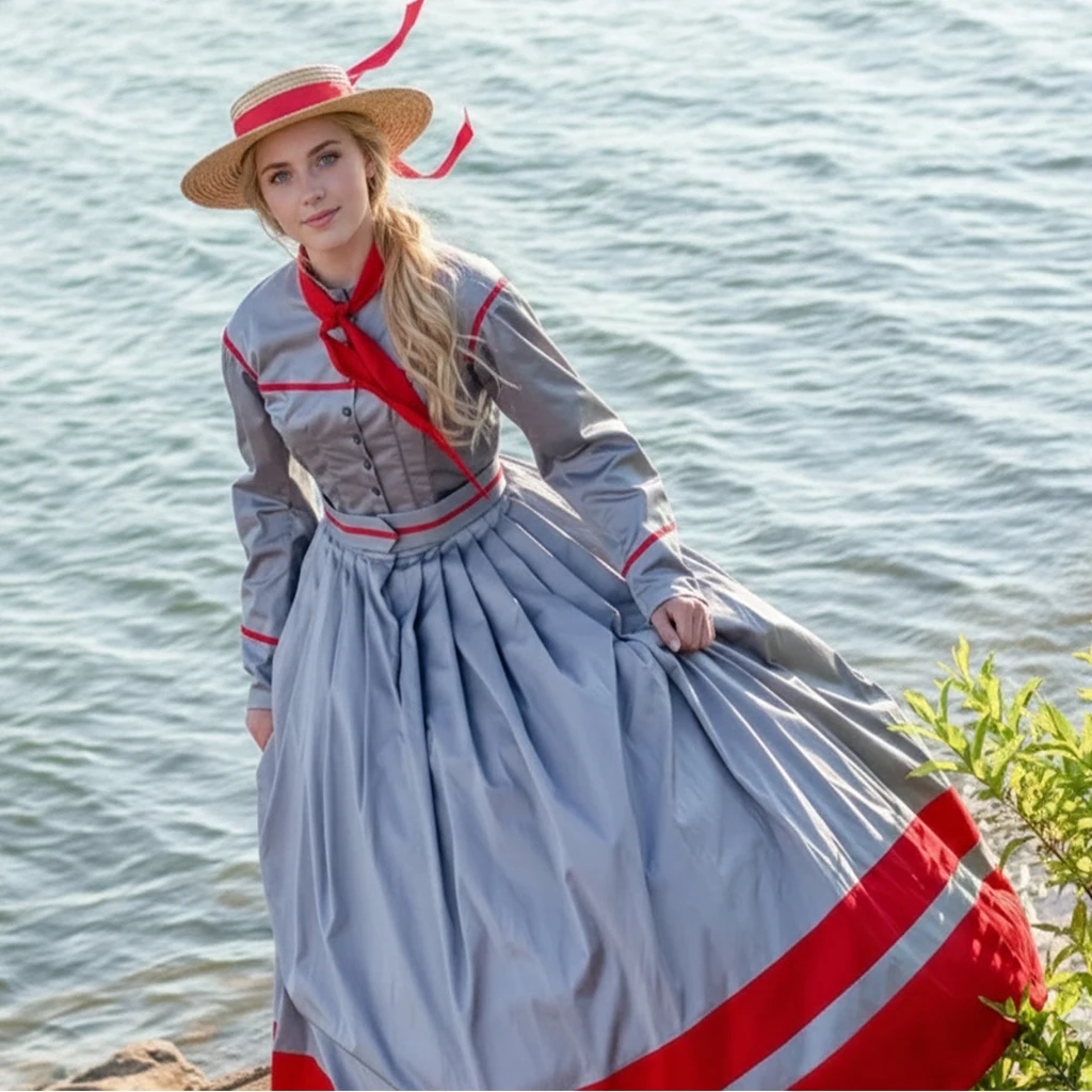 بدلة قوارب فيكتورية متوسطة الطول مصنوعة خصيصًا تاريخيًا فستان بحار فيكتوري عتيق على الطراز القوطي زي الهالوين