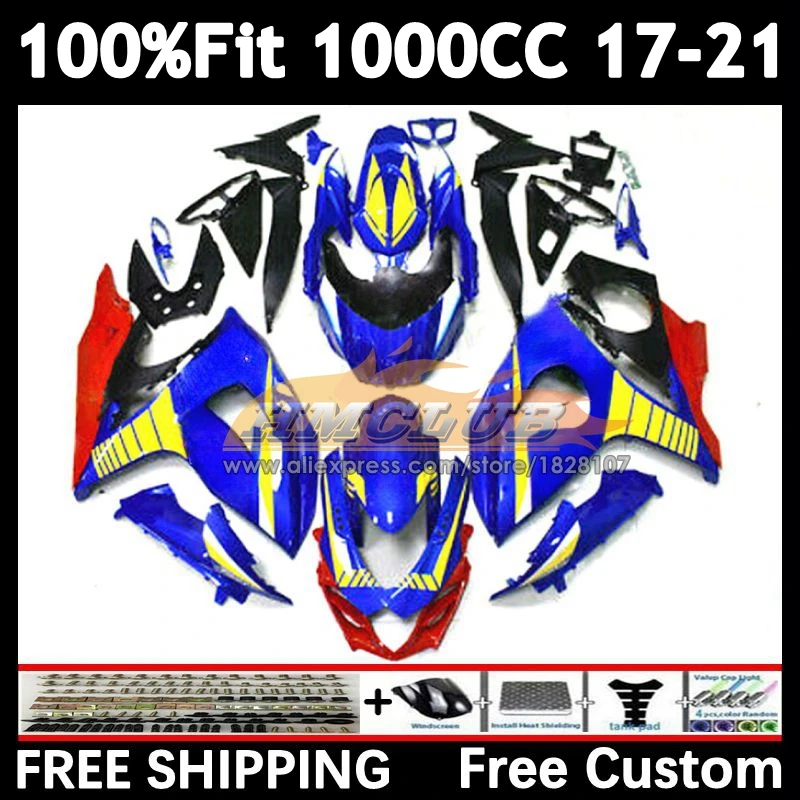 Glossy Blue Body For SUZUKI GSX-R1000 GSXR 1000 2017 2018 2019 2020 2021 32No.3 GSXR-1000 K17 GSXR1000 17 18 19 20 21 Fairing