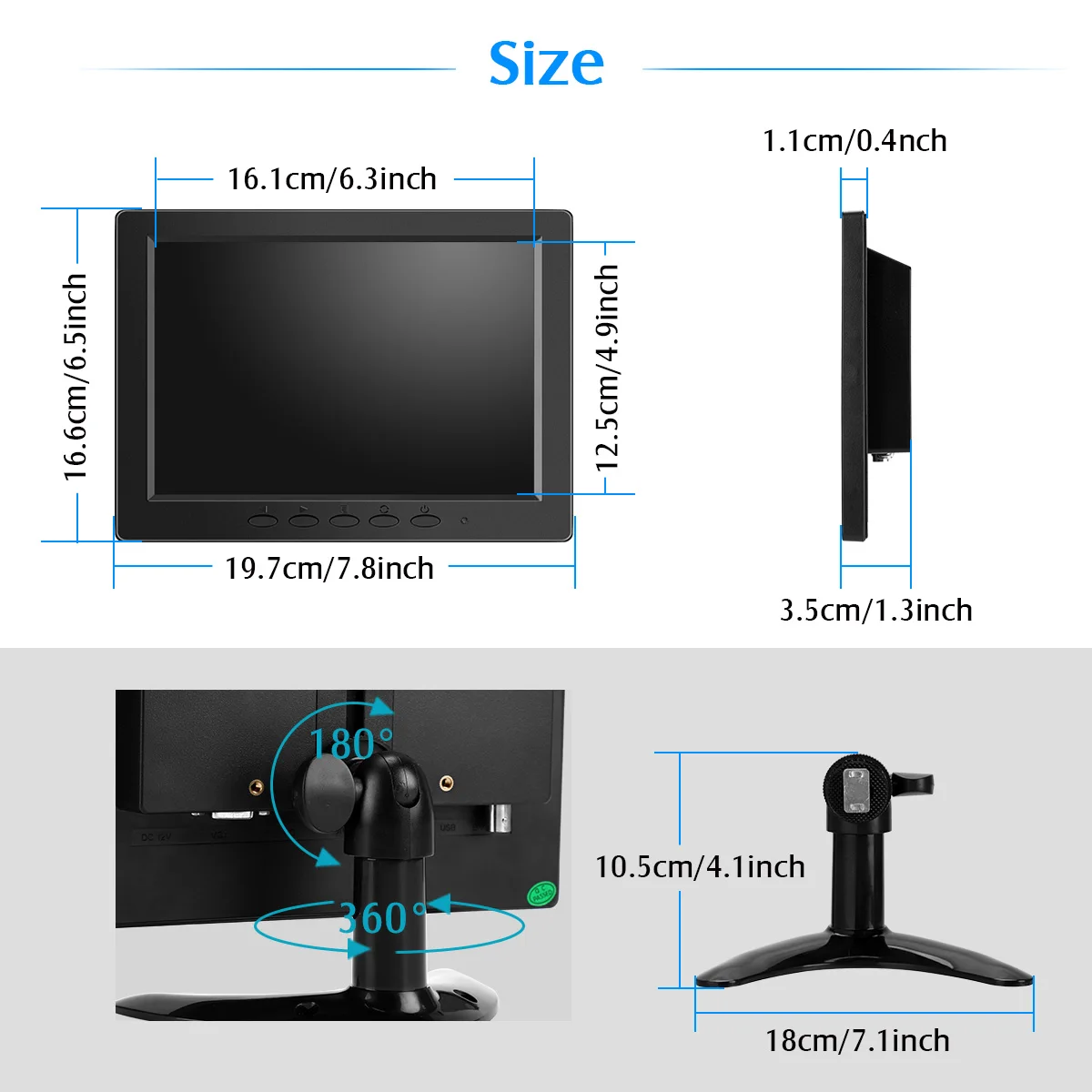 Imagem -05 - Eyoyo-monitor Lcd Pequeno Cctv de Segurança Doméstica Tela 800x600 Vga av Entrada Bnc Novo 2023