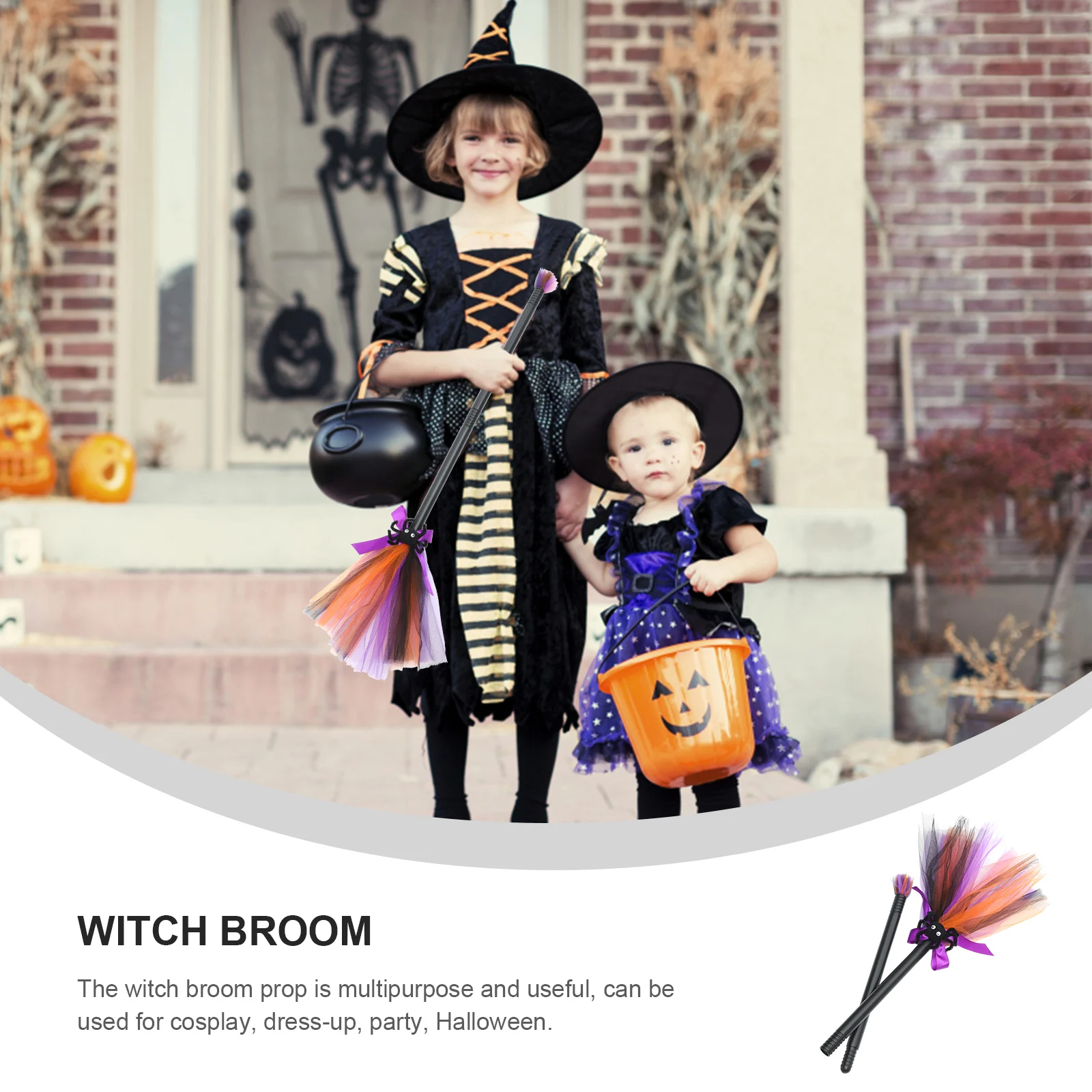 

Plastic Witch Broom Halloween Cosplay Party Prop Comfortable Hold Fine Texture Good Hand Feeling Multipurpose Useful