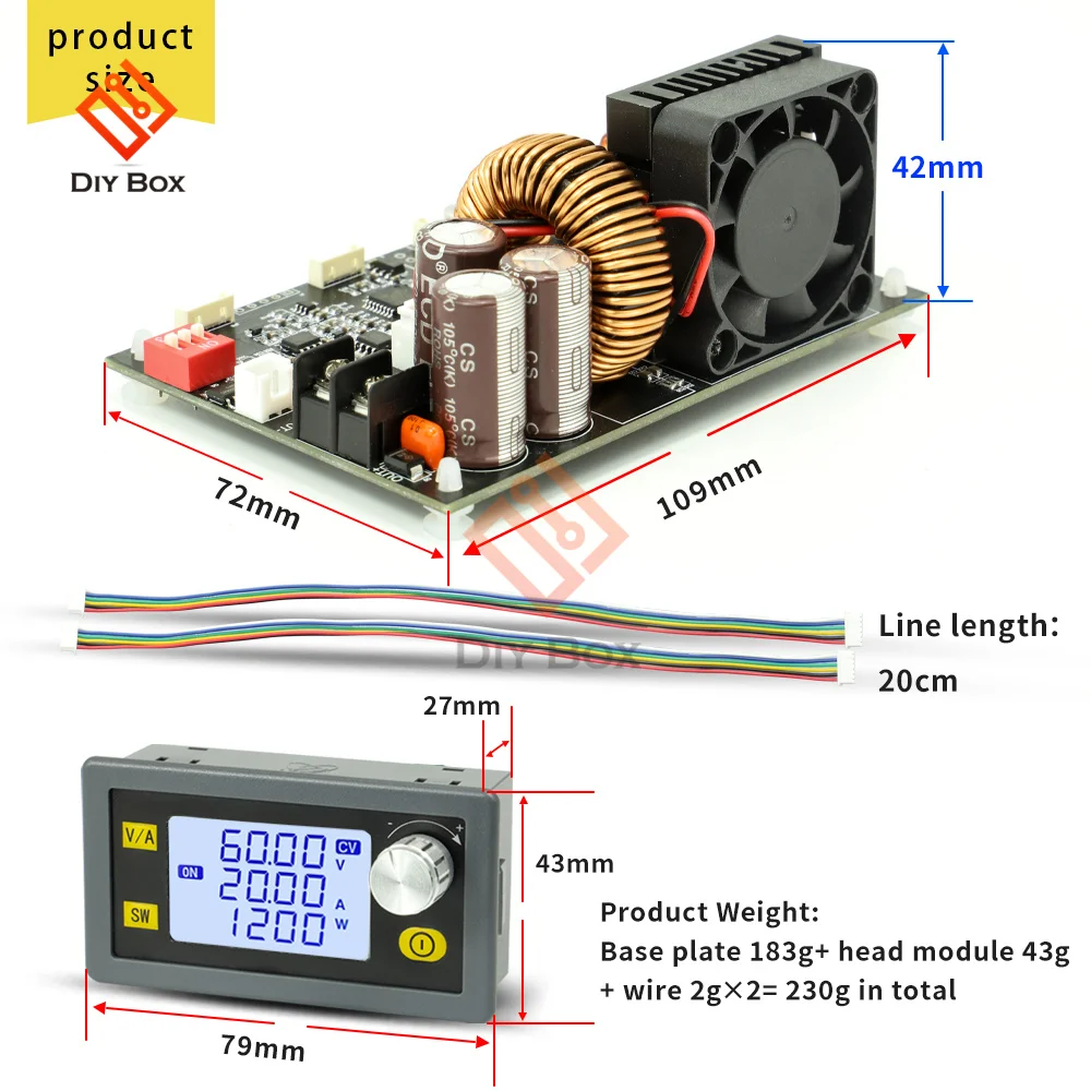 Alimentation électrique à tension CC stabilisée réglable CNC, tension constante et courant constant, technologie abati eur, XY6020L, 20A, 1200W