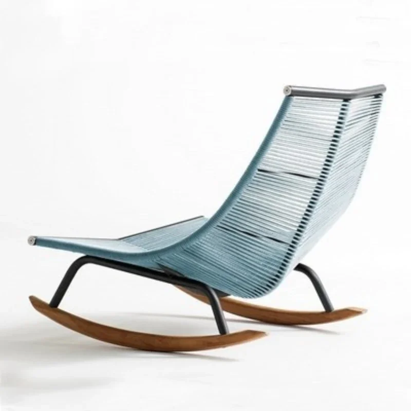 Outdoor rattan rocking chair, courtyard villa, garden rattan chair, outdoor simple rope sofa, lazy table and chair