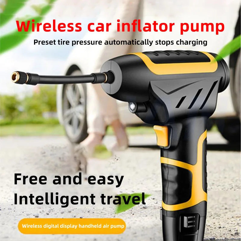 Wireles Car Monted Inflatation Pump for Motorcycles 120W Handheld Air Compressor Car Air Pump Digital Display Car Tire Inflator