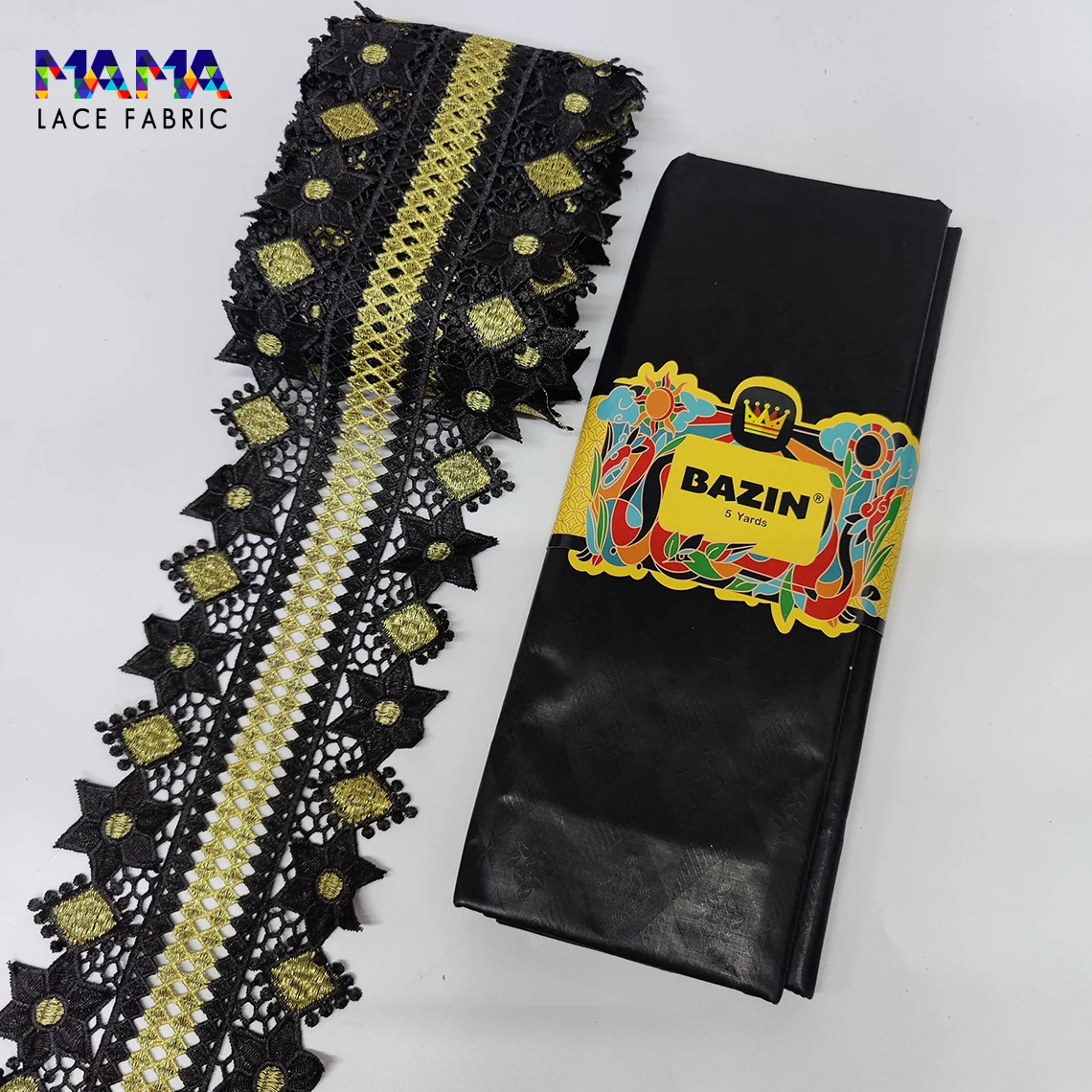 5+5 Yards African Lace Fabric Bazin Riche Brocade With Ribbons For DIY 100% Cotton Original Brocade For Wedding Dresses Laces