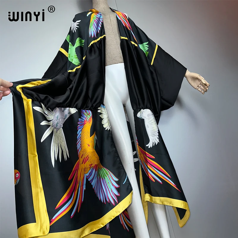 ชุดคลุมยาวสไตล์โบฮีเมียน WINYI สำหรับใส่ไปชายหาด งานปาร์ตี้ หรือวันหยุด  แบบอาบายะ ดูไบ หรูหรา แฟชั่นสำหรับผู้หญิงมุสลิม  แบบเปิดด้านหน้า