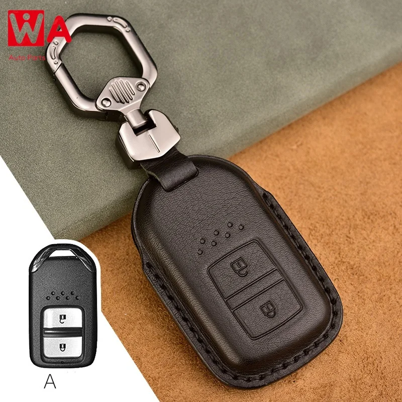 

1pcs Genuine Leather Car Key Case Cover For Honda Accord Civic 2018 2019 Odyssey CRV Pilot HRV Vezel City Keyless Entry